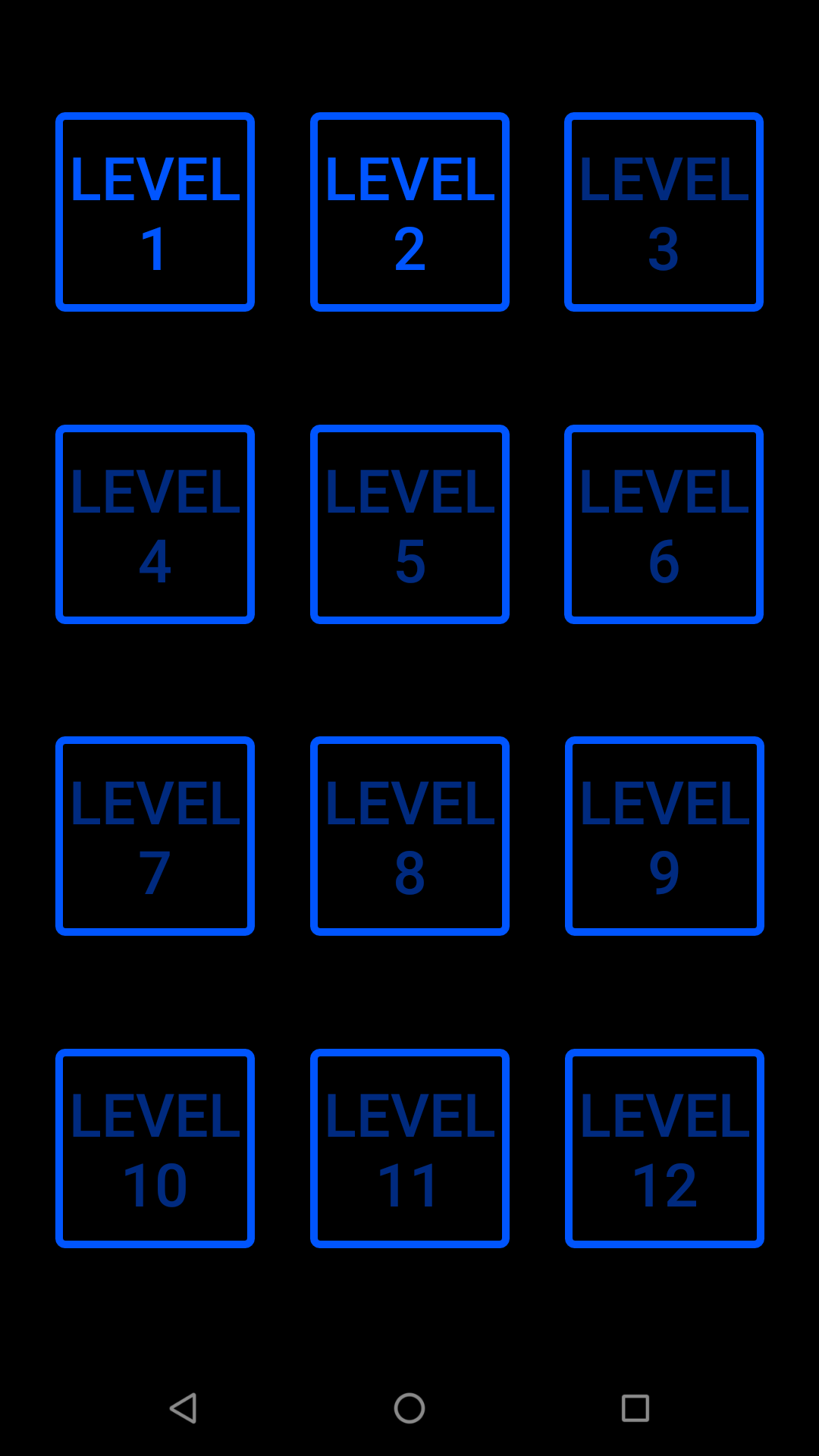 Figure 4 The level selection screen when level 1 has been completed.