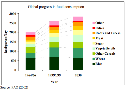 Evolution of the average diet composition of a human