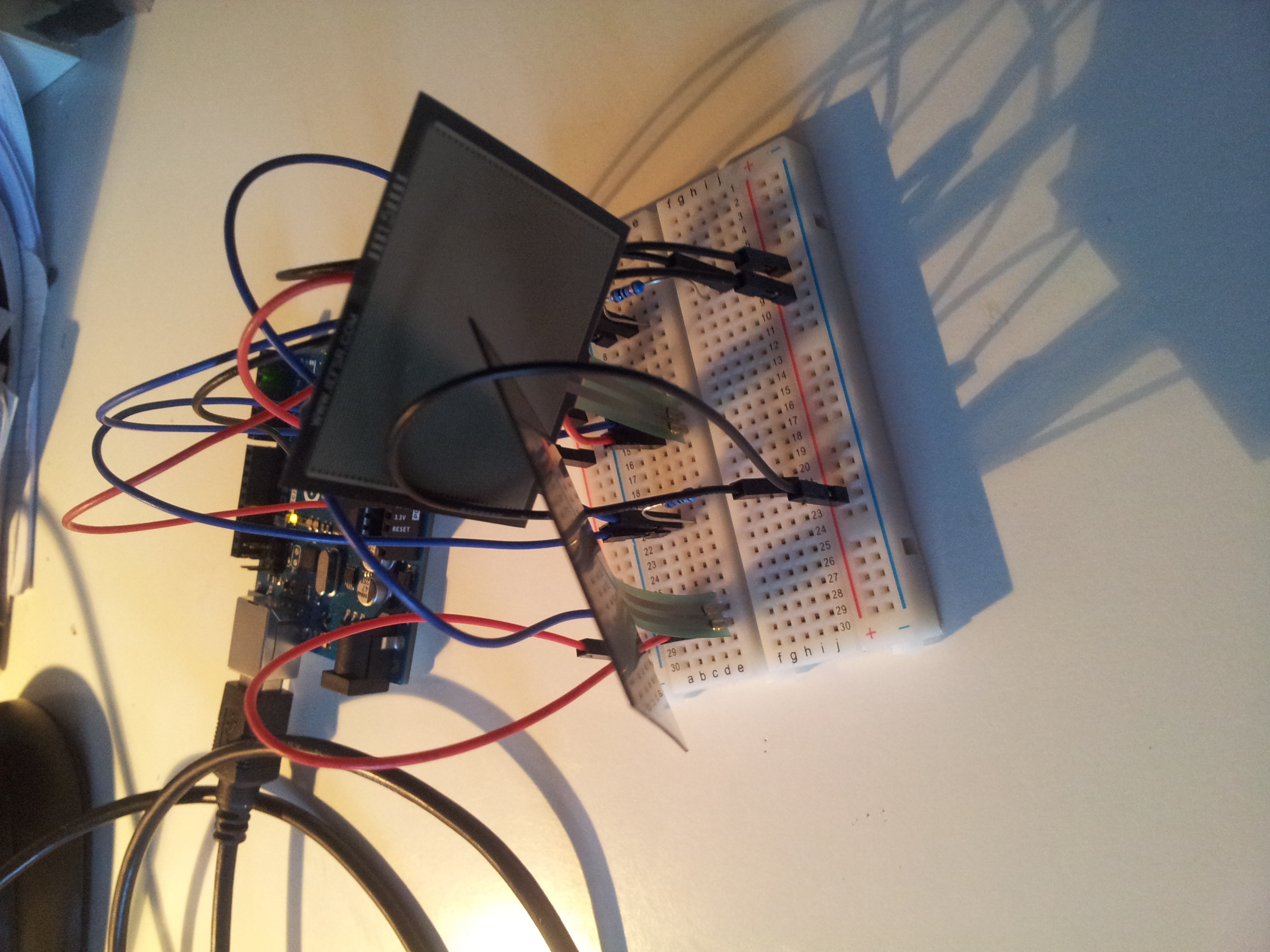 Picture of breadboard electronic setup