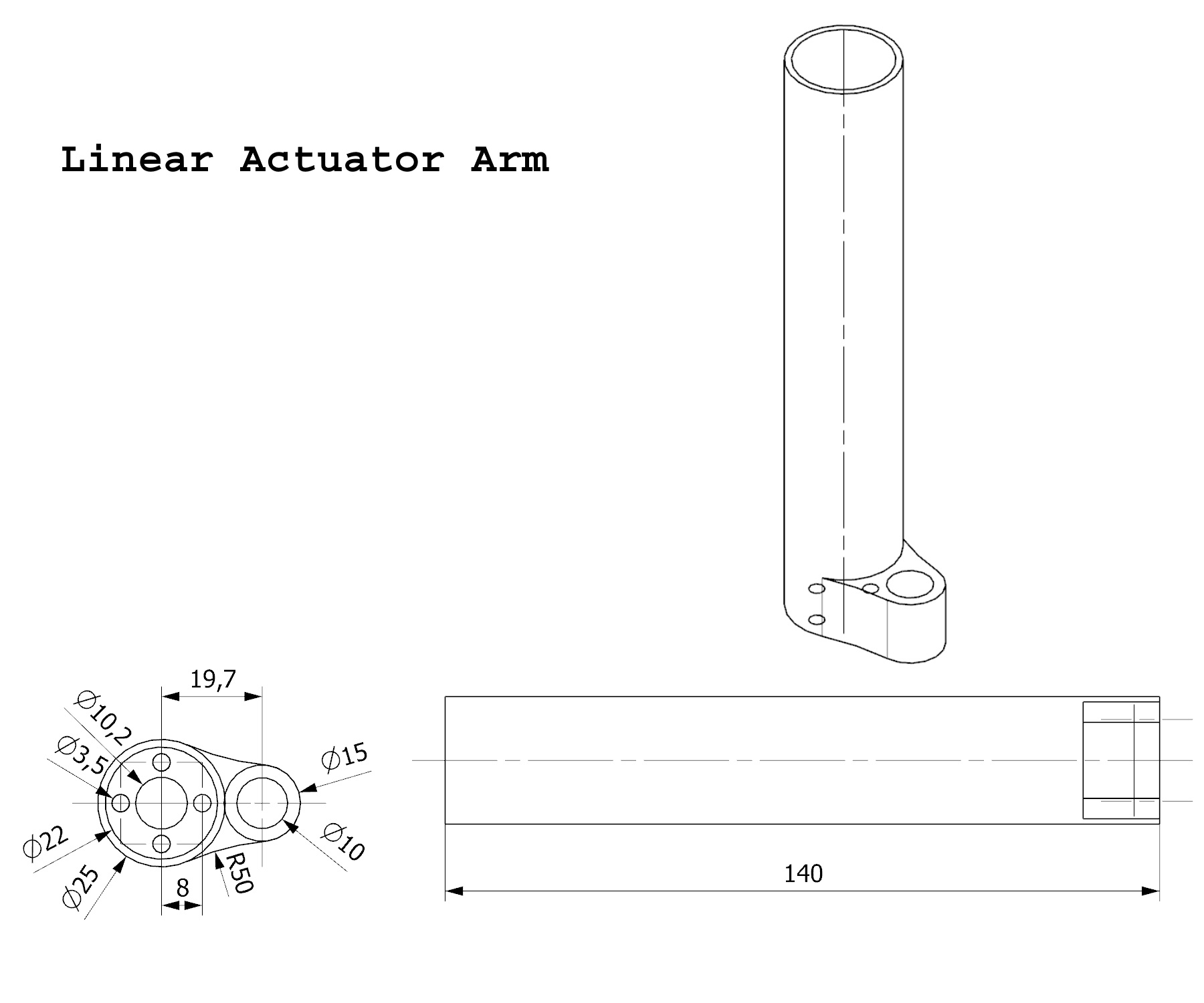 Linear actuator arm