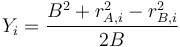 Y_i = \frac{B^2 + r_{A,i}^2 - r_{B,i}^2}{2B}