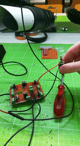 Testing the solenoid using the final version of the control PCB.